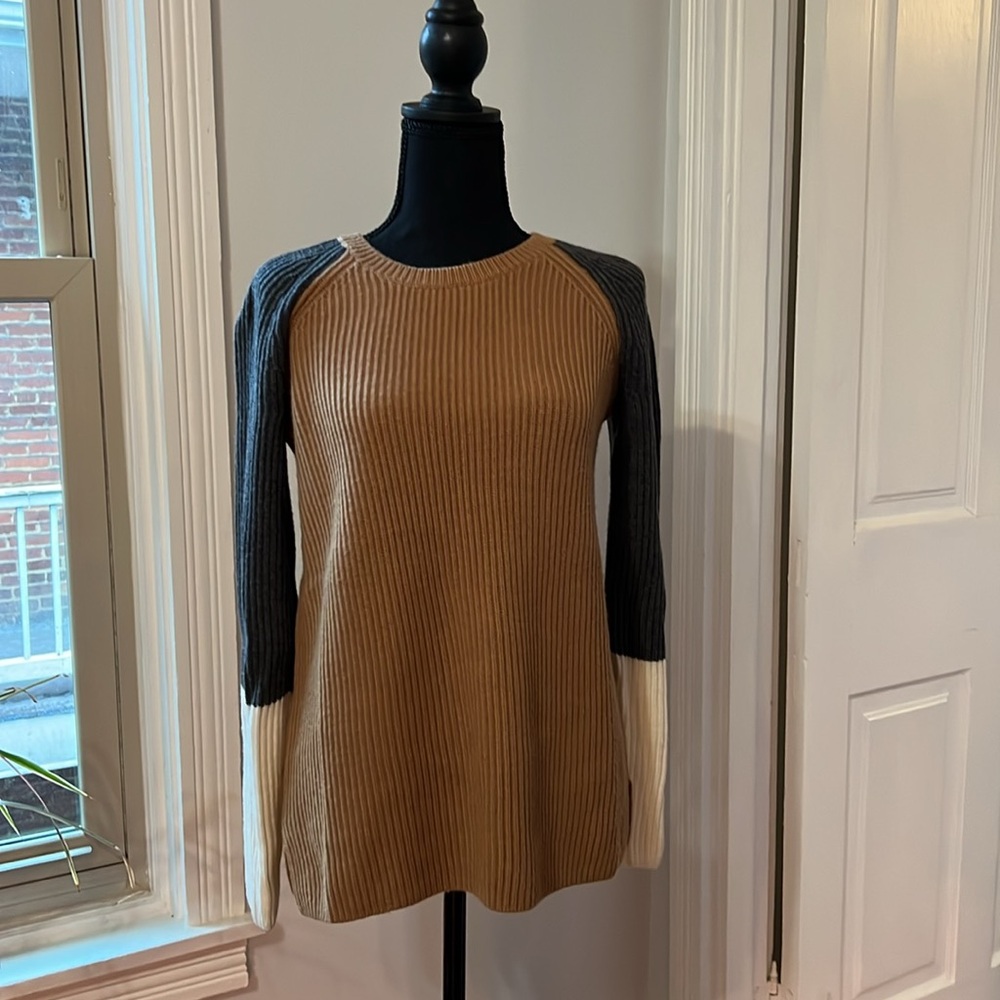 Talbots Color Block Ladies Lambswool and Nylon Sweater. Size S.